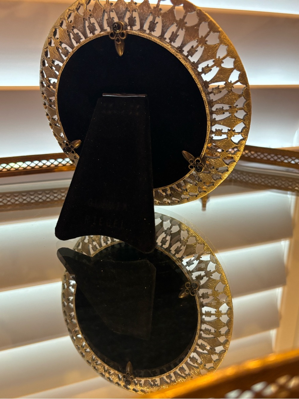Olivia Riegel Jeweled Metal Freestanding Round Photo Frame Gold/Blue/Green - Picture 4 of 8